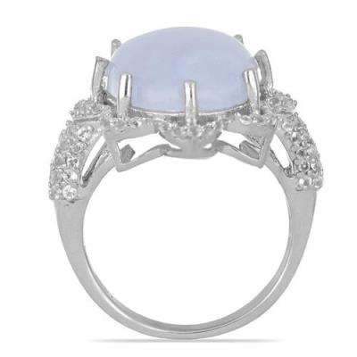 BUY NATURAL BLUE LACE AGATE GEMSTONE BIG STONE STYLISH RING IN STERLING SILVER